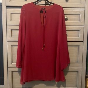 Women’s red/wine color sheer sleeve dress